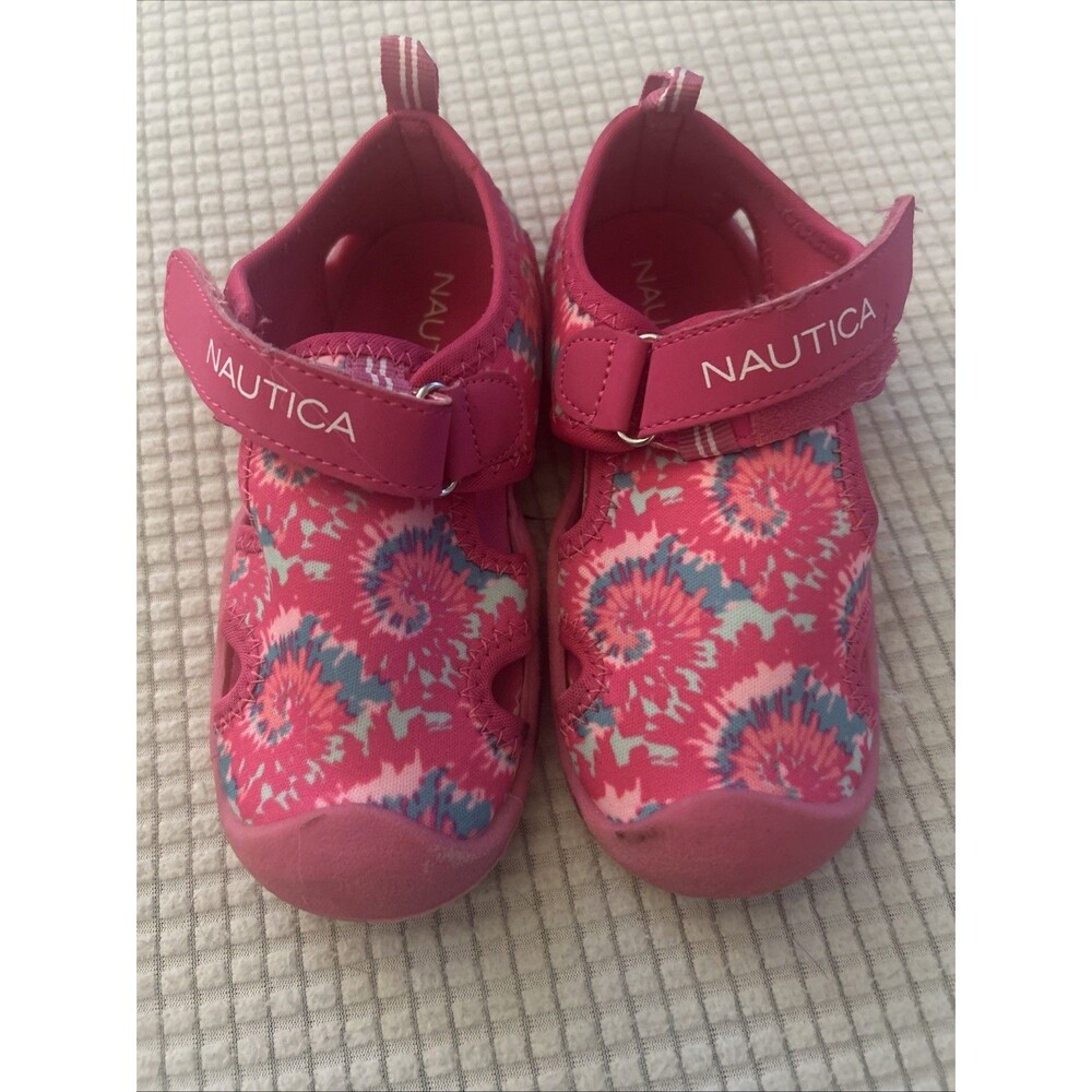 Nautica Toddler Girl Pink Multi Color Protective Closed toe Water Shoes Size 9